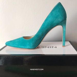 Nine West Teal Suede Tatiana Heels